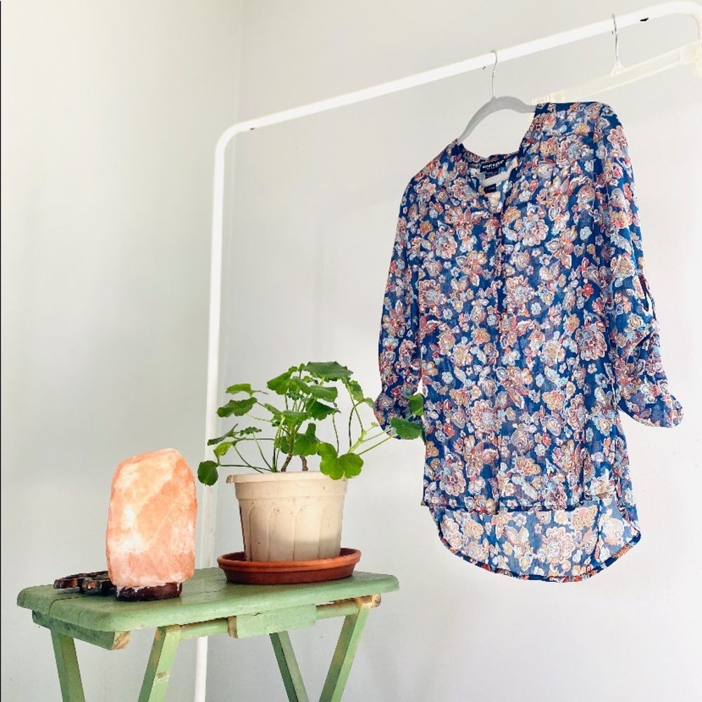 ABOUT A GIRL SHEER FLORAL PRINT TUNIC